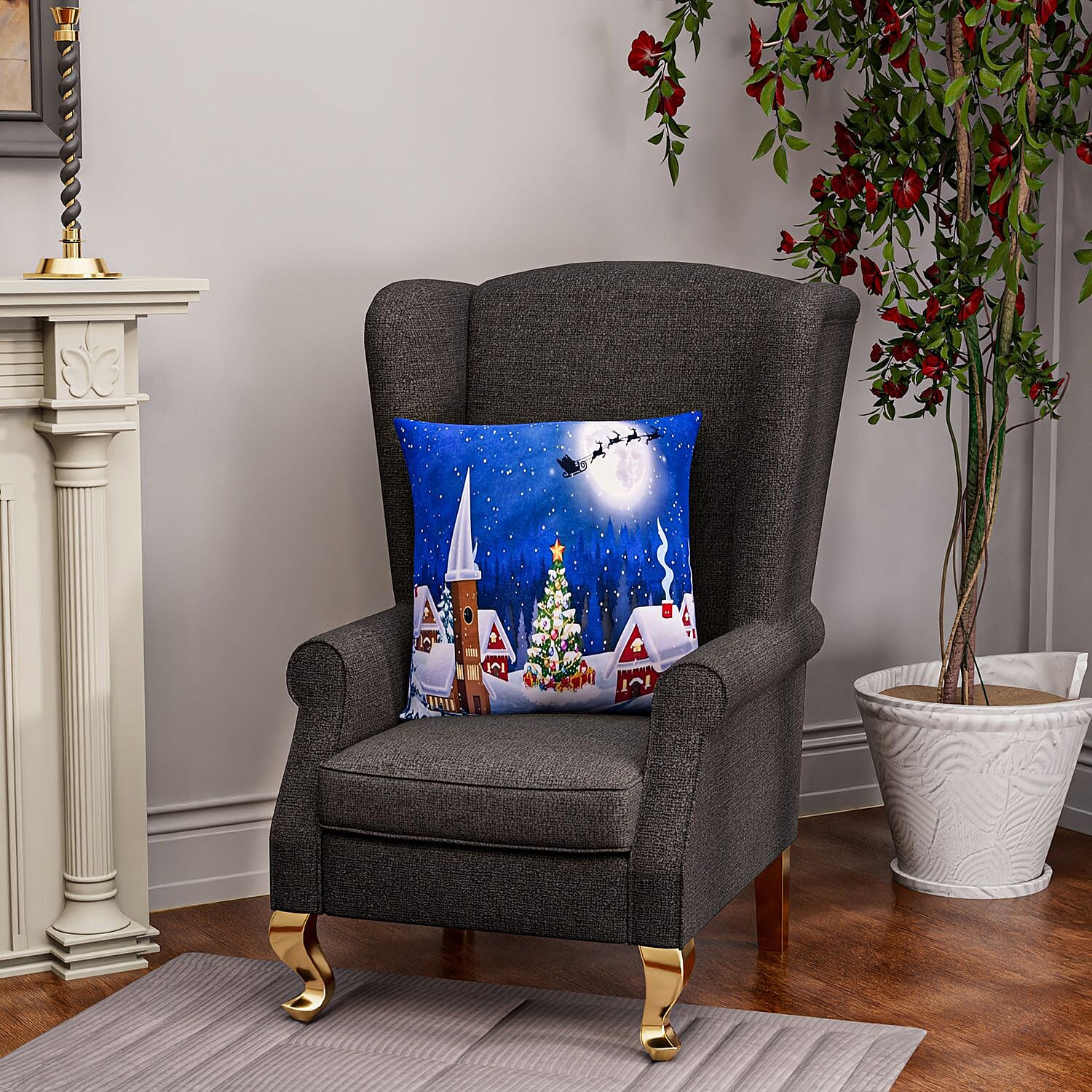 Home - Snowman Printed LED Cushion Cover with Filling - Blue
