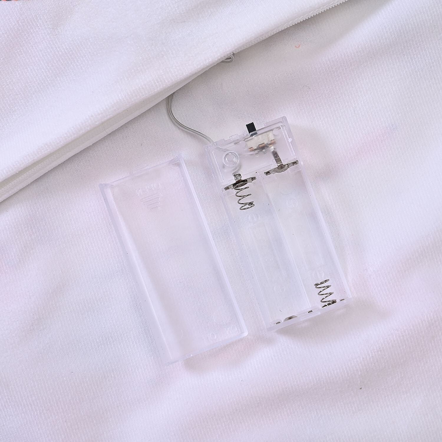 Merry Christmas Printed LED Cushion Cover with Filling - White