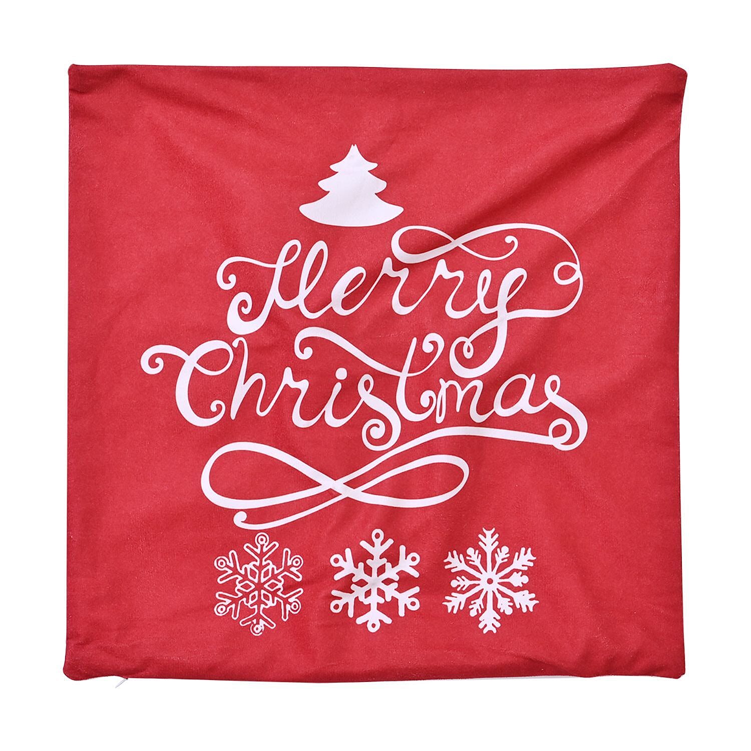 Merry Christmas Printed LED Cushion - Red