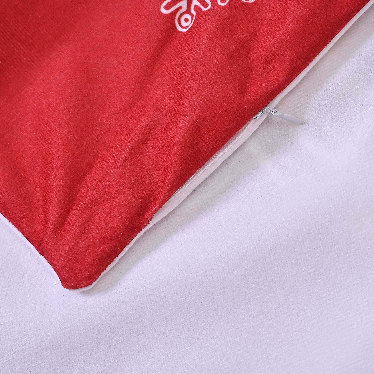 Merry Christmas Printed LED Cushion - Red