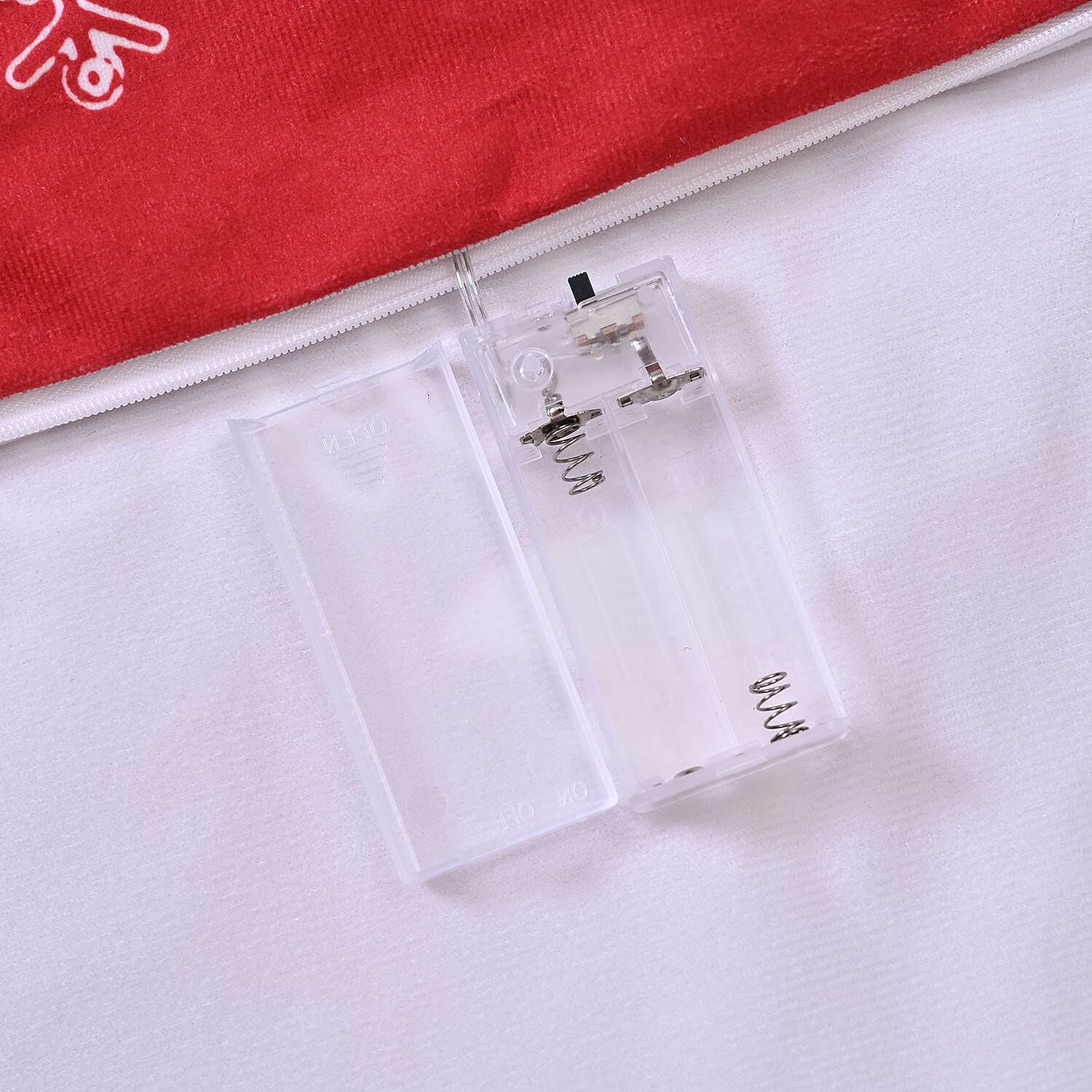 Merry Christmas Printed LED Cushion - Red