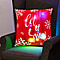 Let It Snow Printed LED Cushion Cover with Filling - Red - (Requires 2AA Batteries - Not Incld)