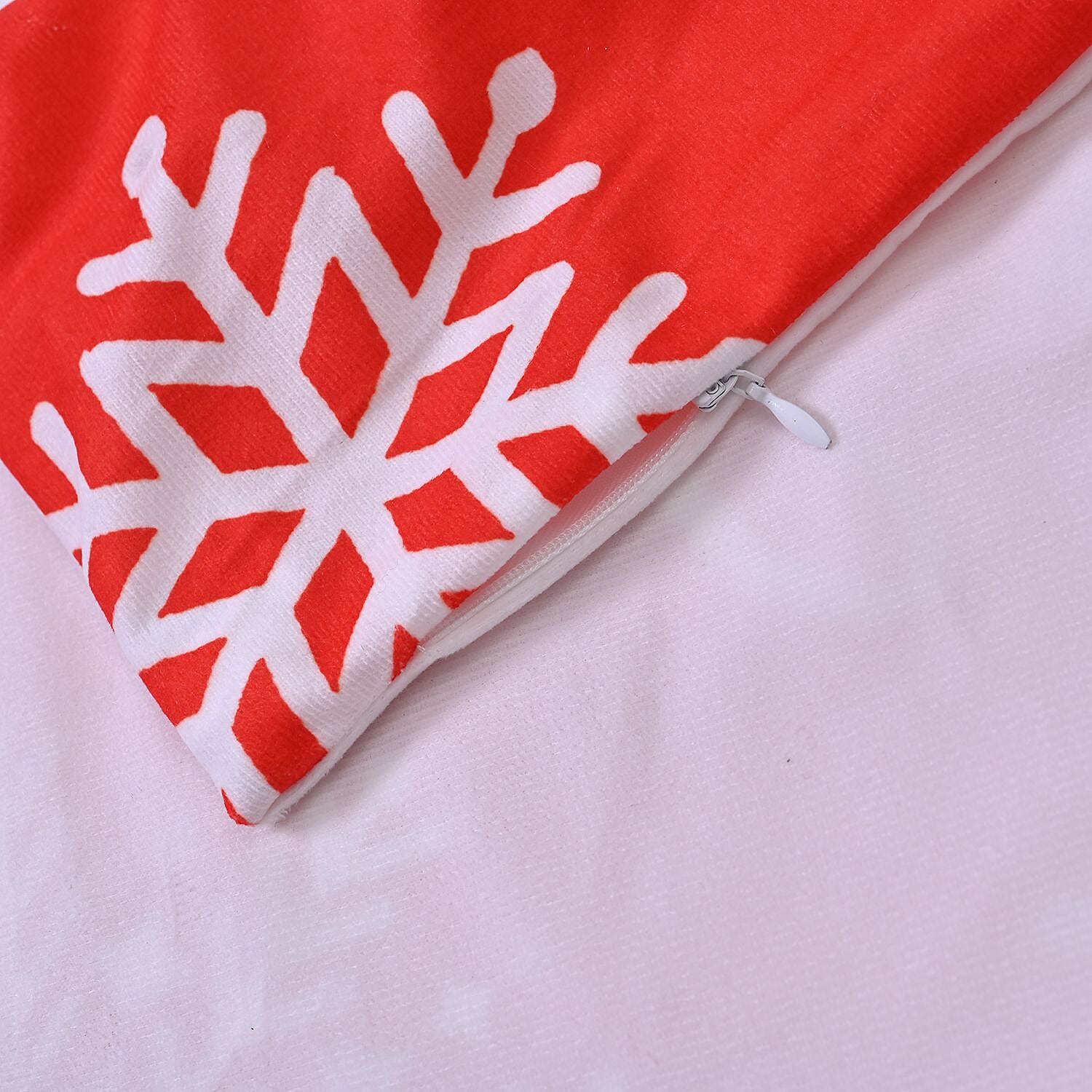 Let It Snow Printed LED Cushion Cover with Filling - Red - (Requires 2AA Batteries - Not Incld)