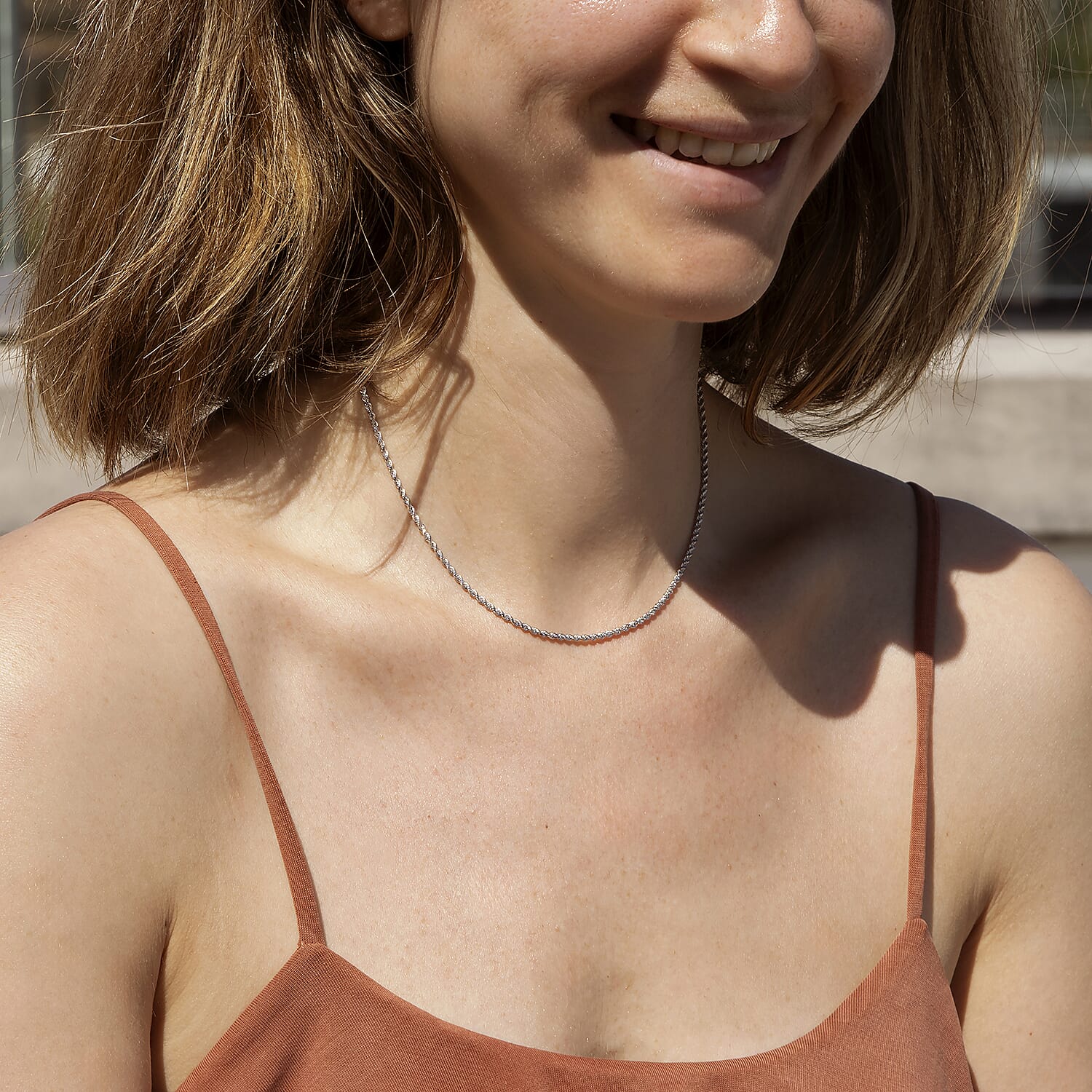 9K White Gold  Chain (Size - 16),  Gold Wt. 2.7 Gms