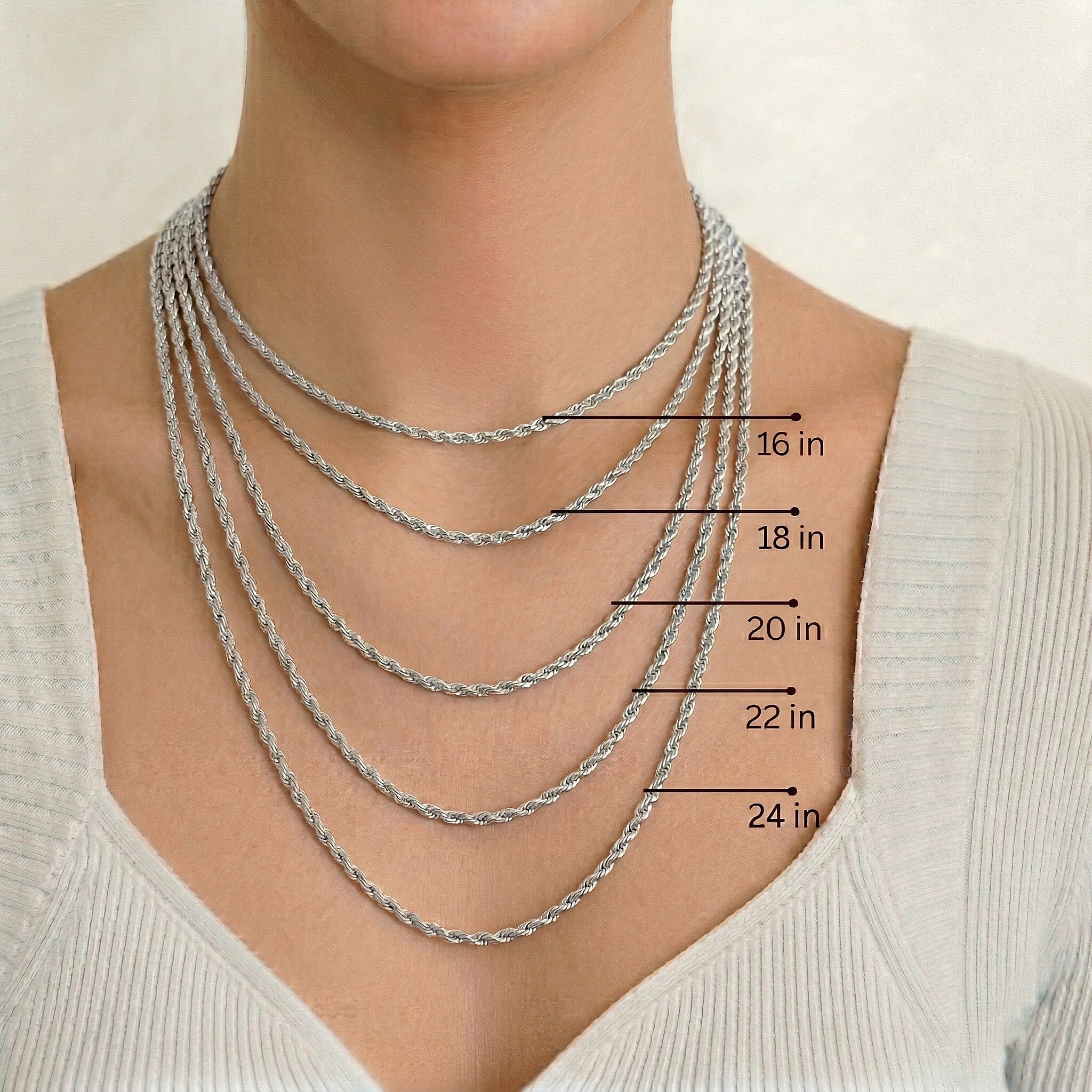 9K White Gold  Chain (Size - 16),  Gold Wt. 2.7 Gms