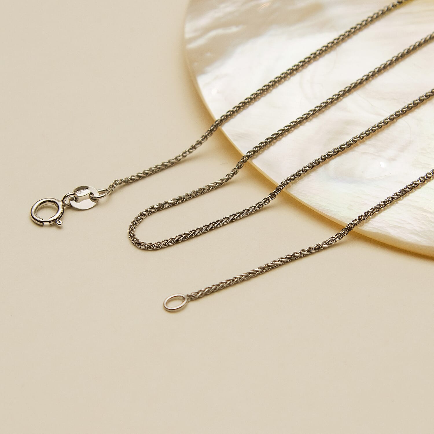 9K White Gold  Chain (Size - 18),  Gold Wt. 1.9 Gms