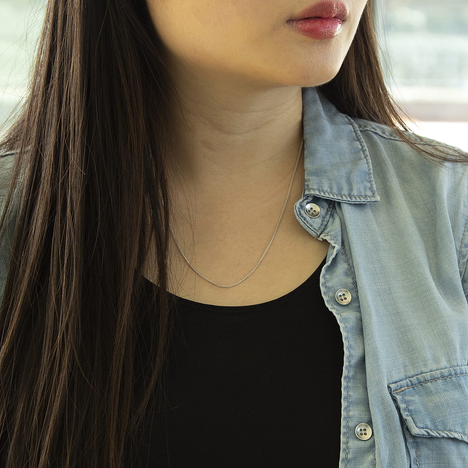 9K White Gold  Chain (Size - 18),  Gold Wt. 1.9 Gms