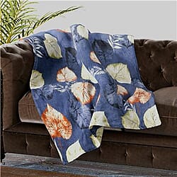  Luxurious Super Soft Leaves Pattern Flannel Blanket - Dark Grey