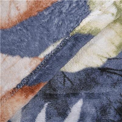  Luxurious Super Soft Floral Pattern Flannel Blanket - Grey White and Blue