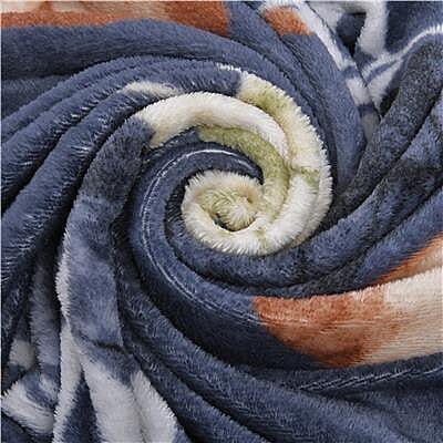  Luxurious Super Soft Floral Pattern Flannel Blanket - Grey White and Blue