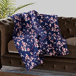  Luxurious Super Soft Floral Pattern Flannel Blanket - Blue