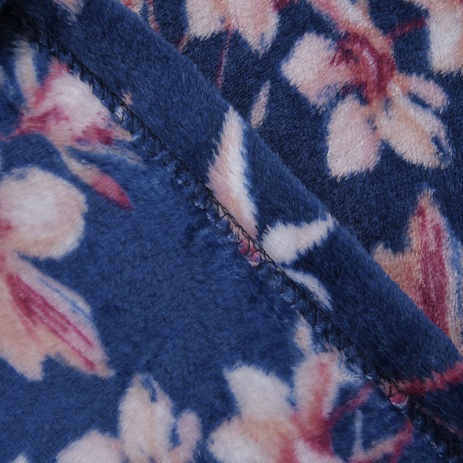 Luxurious Super Soft Floral Pattern Fleece Blanket (210x150 Cm) - Navy