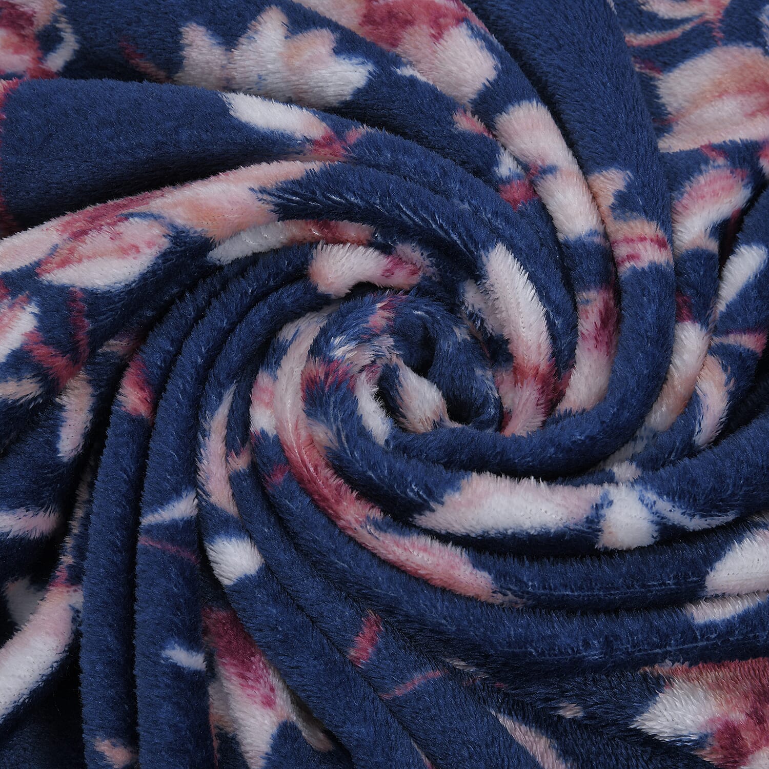 Luxurious Super Soft Floral Pattern Fleece Blanket (210x150 Cm) - Navy