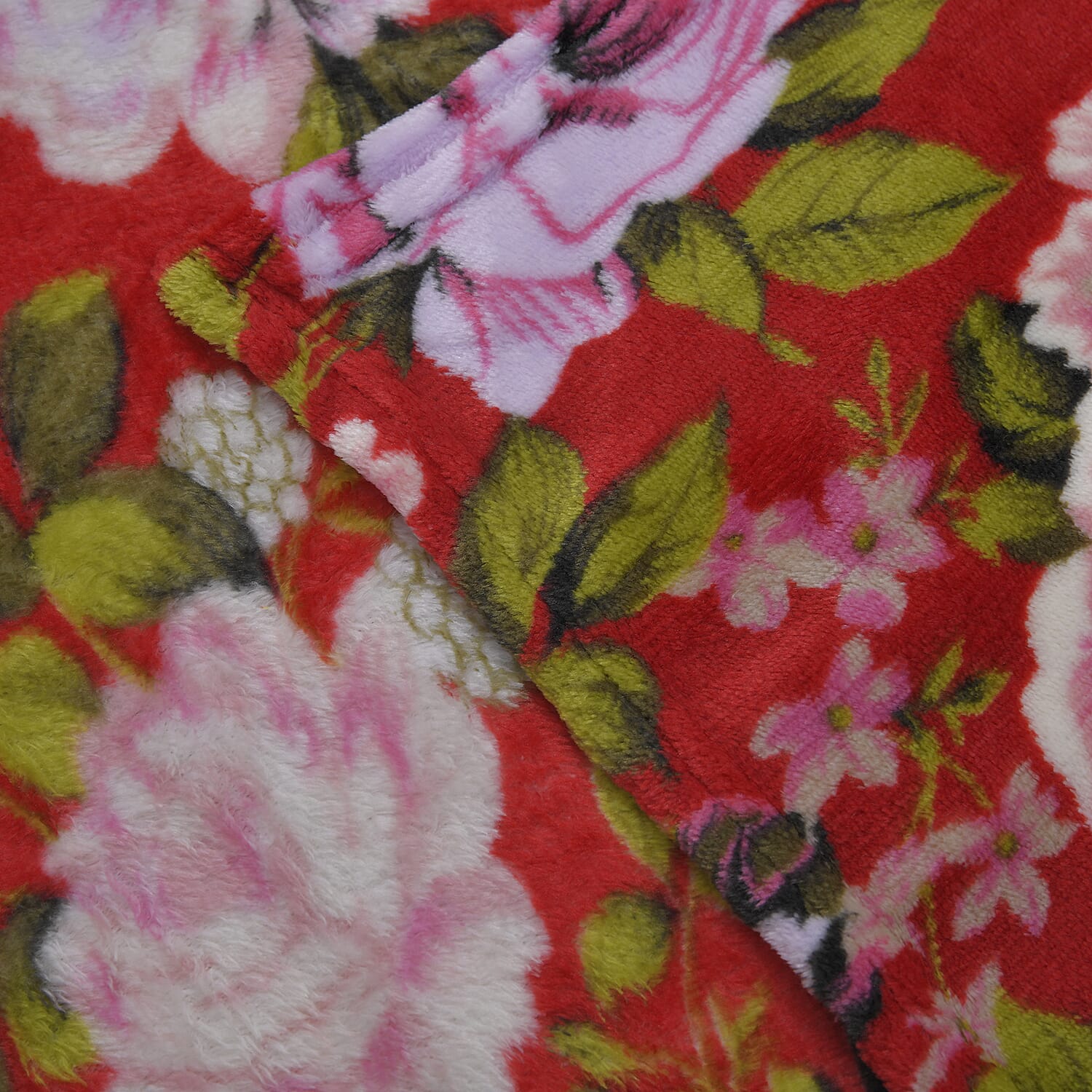 Mega Blowout Deal - Luxurious Super Soft Rose & Floral Pattern Fleece Blanket (210x150 Cm) - Red