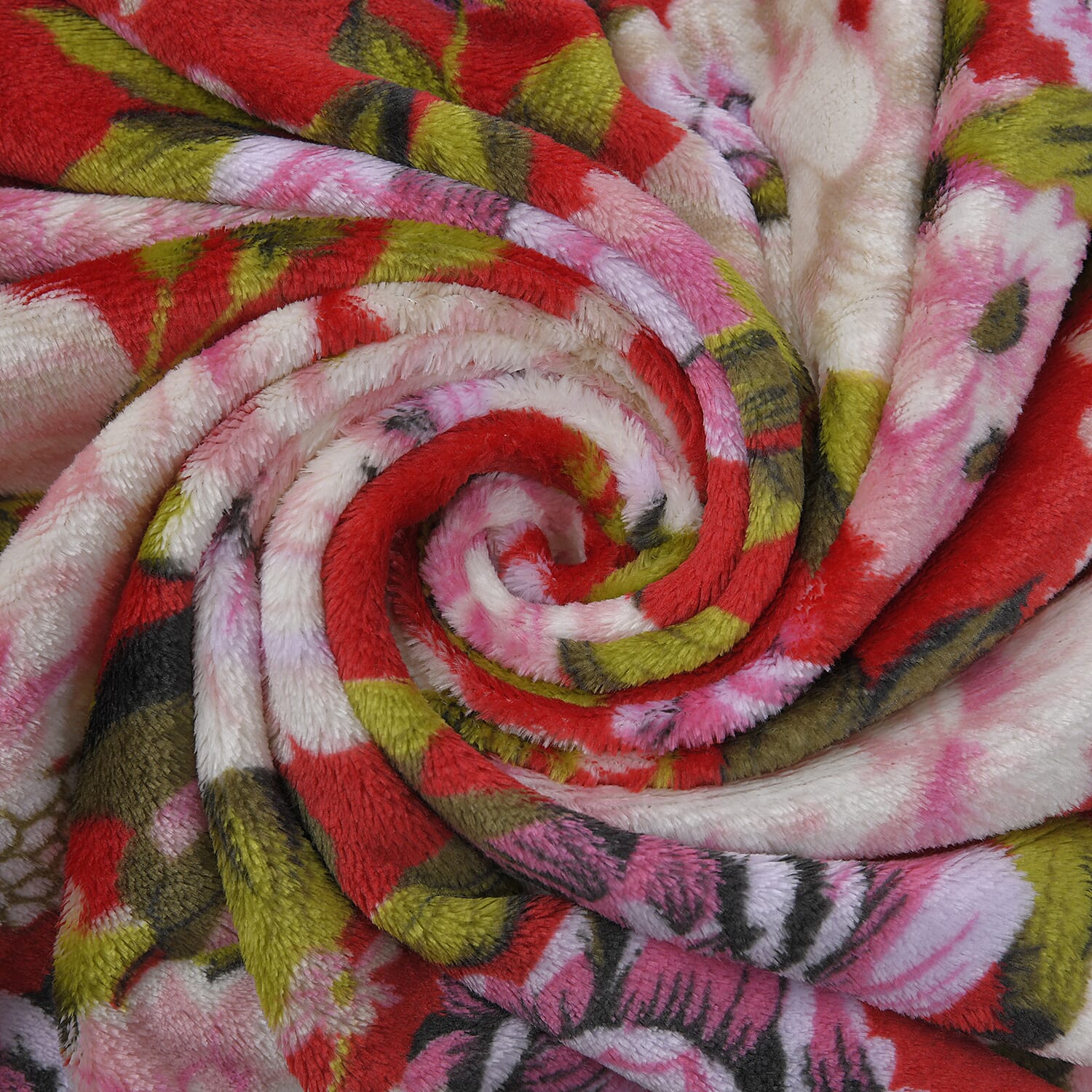 Mega Blowout Deal - Luxurious Super Soft Rose & Floral Pattern Fleece Blanket (210x150 Cm) - Red