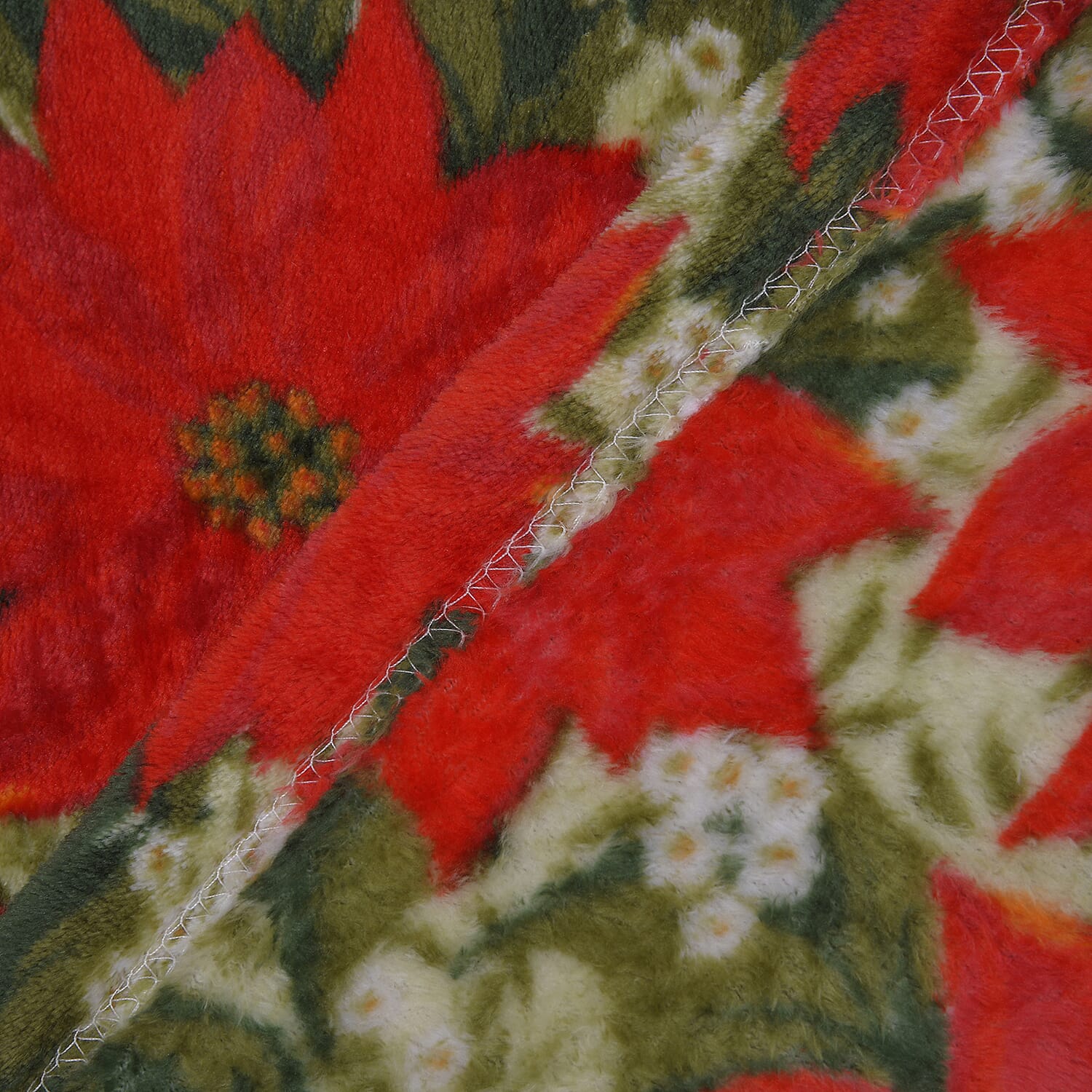 Super Soft Poinsettia Pattern Fleece Blanket (210x150 Cm) - Orange