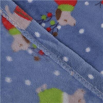 Luxurious Super Soft Dog Pattern Fleece Blanket (210x150 Cm) - Baby Blue & Multi