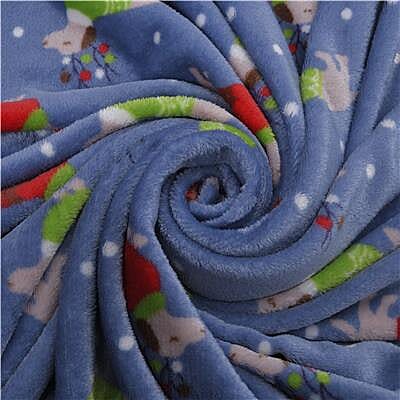 Luxurious Super Soft Dog Pattern Fleece Blanket (210x150 Cm) - Baby Blue & Multi