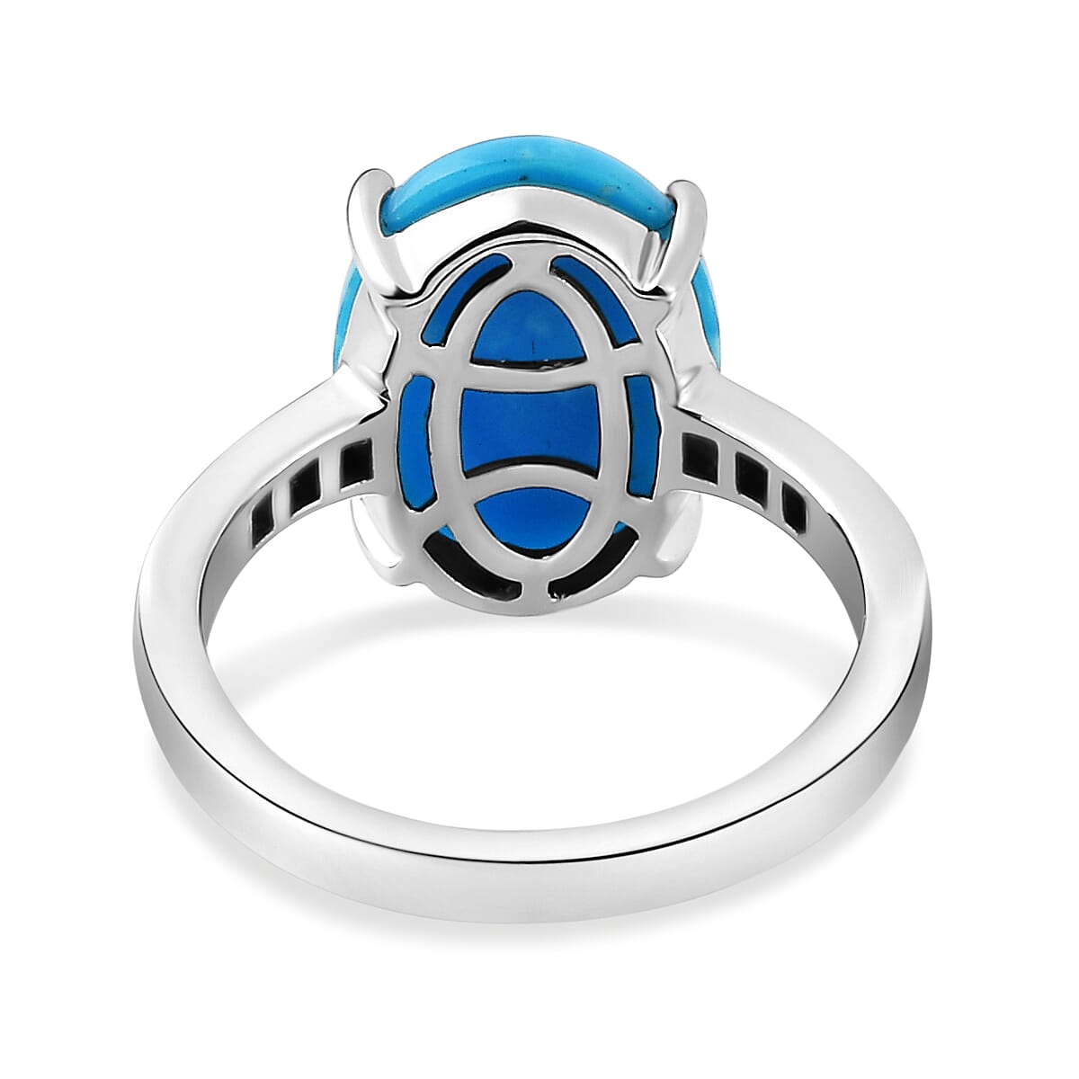 RHAPSODY 950 Platinum Arizona Sleeping Beauty Turquoise and Diamond Ring 4.54 Ct, Platinum Wt. 6.00 Gms