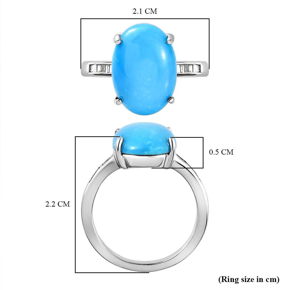 RHAPSODY 950 Platinum Arizona Sleeping Beauty Turquoise and Diamond Ring 4.54 Ct, Platinum Wt. 6.00 Gms