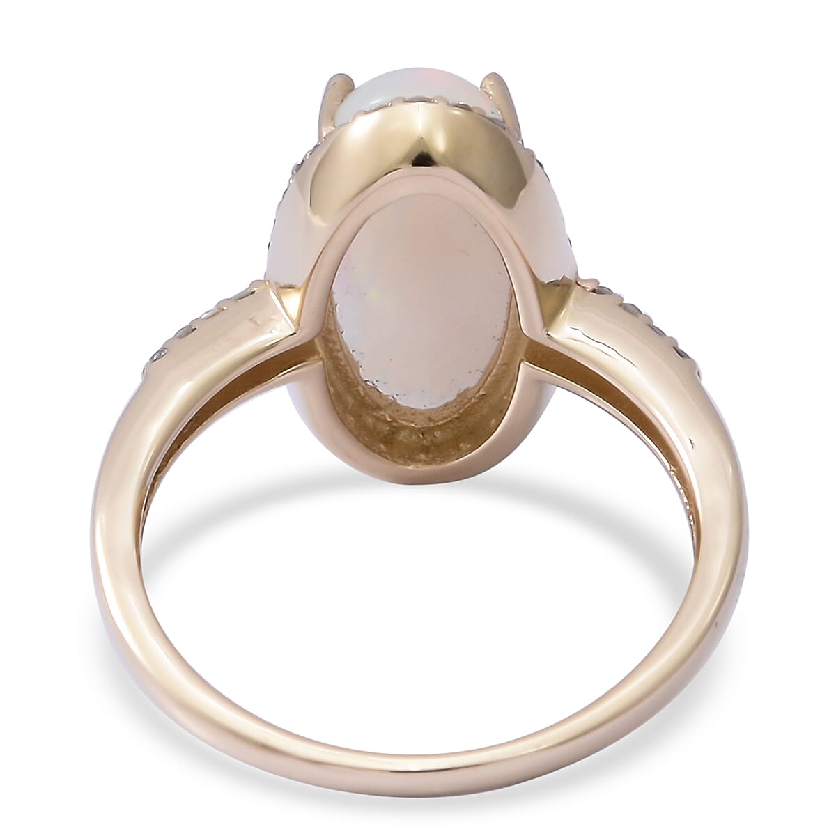 9K Yellow Gold Ethiopian Welo Opal and Diamond (G-H) Ring 3.45 Ct. Gold Wt 3 Gms