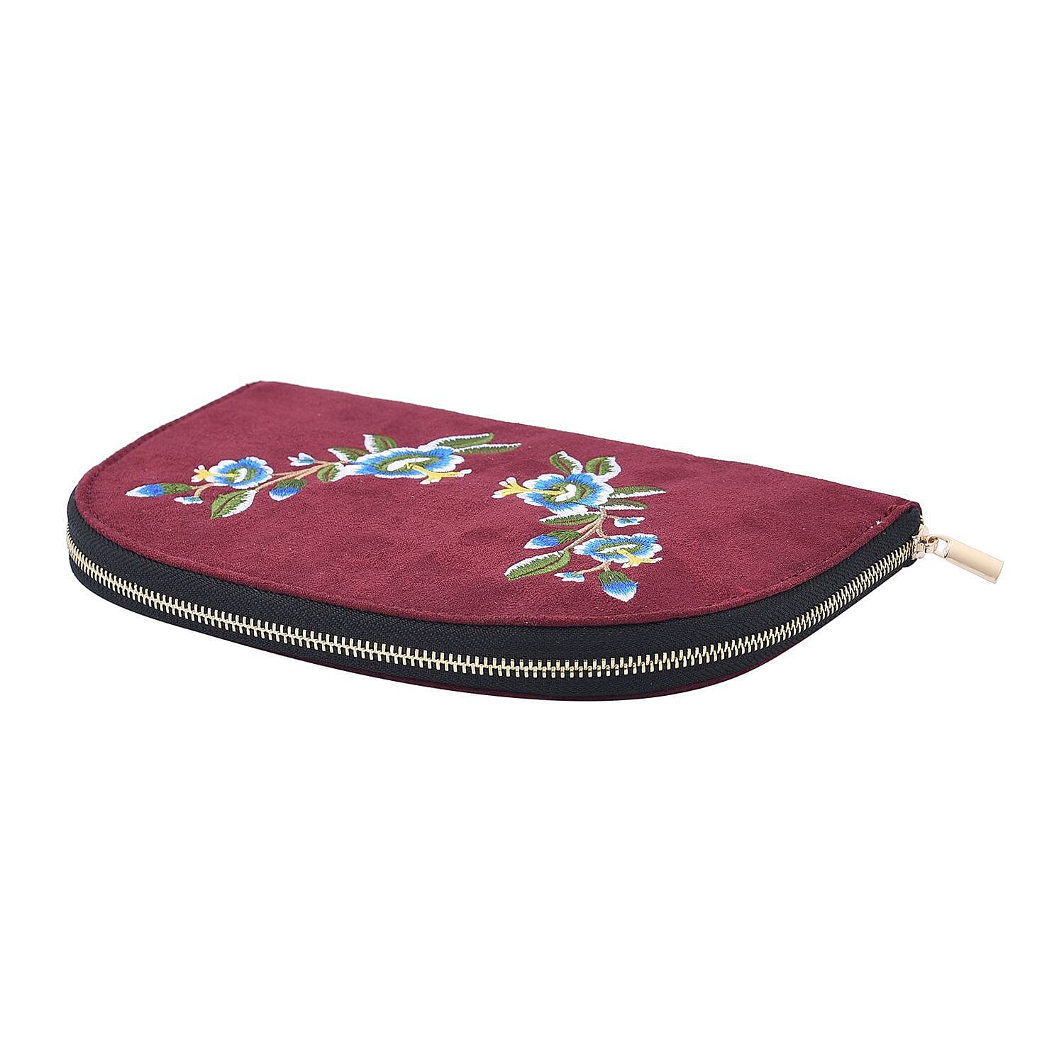 Floral Pattern Jewellery Organiser (Size 21x14x2 ) - Burgundy