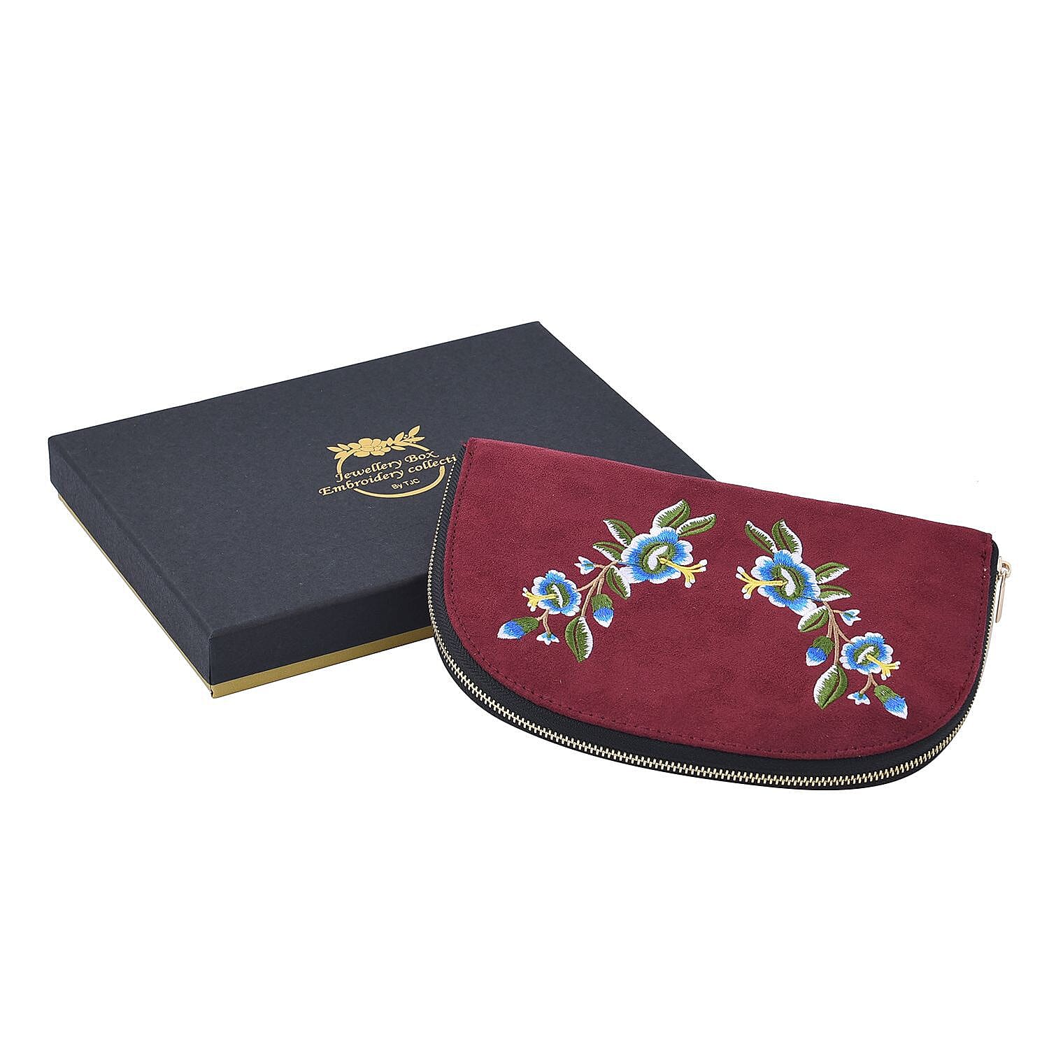 Floral Pattern Jewellery Organiser (Size 21x14x2 ) - Burgundy