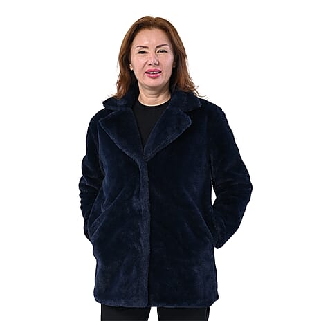 TAMSY Faux Fur Coat (Size S) - Navy