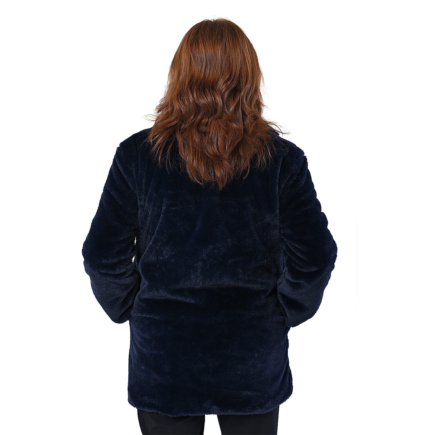 TAMSY Faux Fur Coat (Size S) - Navy