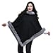 TAMSY High Neck Collar V Shaped Faux Fur Poncho - Black & Light Grey
