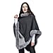 TAMSY High Neck Collar V Shaped Faux Fur Poncho - Black & Light Grey