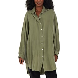 Nova of London Women Oversized Cheese Cloth Shirt (One Size) - Khaki