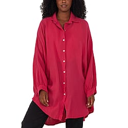 Nova of London Women Oversized Cheese Cloth Shirt (One Size) - Hot Pink