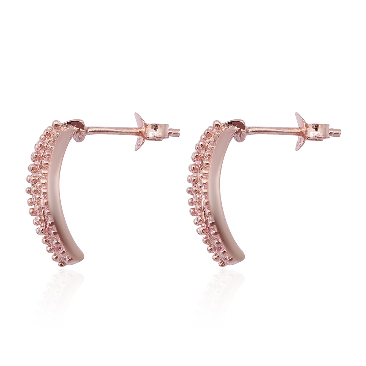 Pink Sapphire Stud Earrings (with Push Back) in Rose Gold Sterling Silver 1.40 Ct.