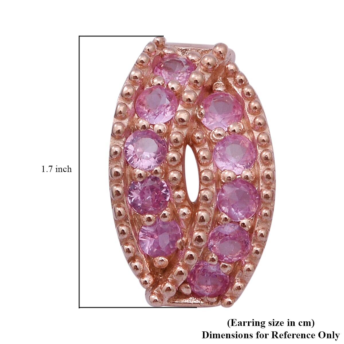 Pink Sapphire Stud Earrings (with Push Back) in Rose Gold Sterling Silver 1.40 Ct.