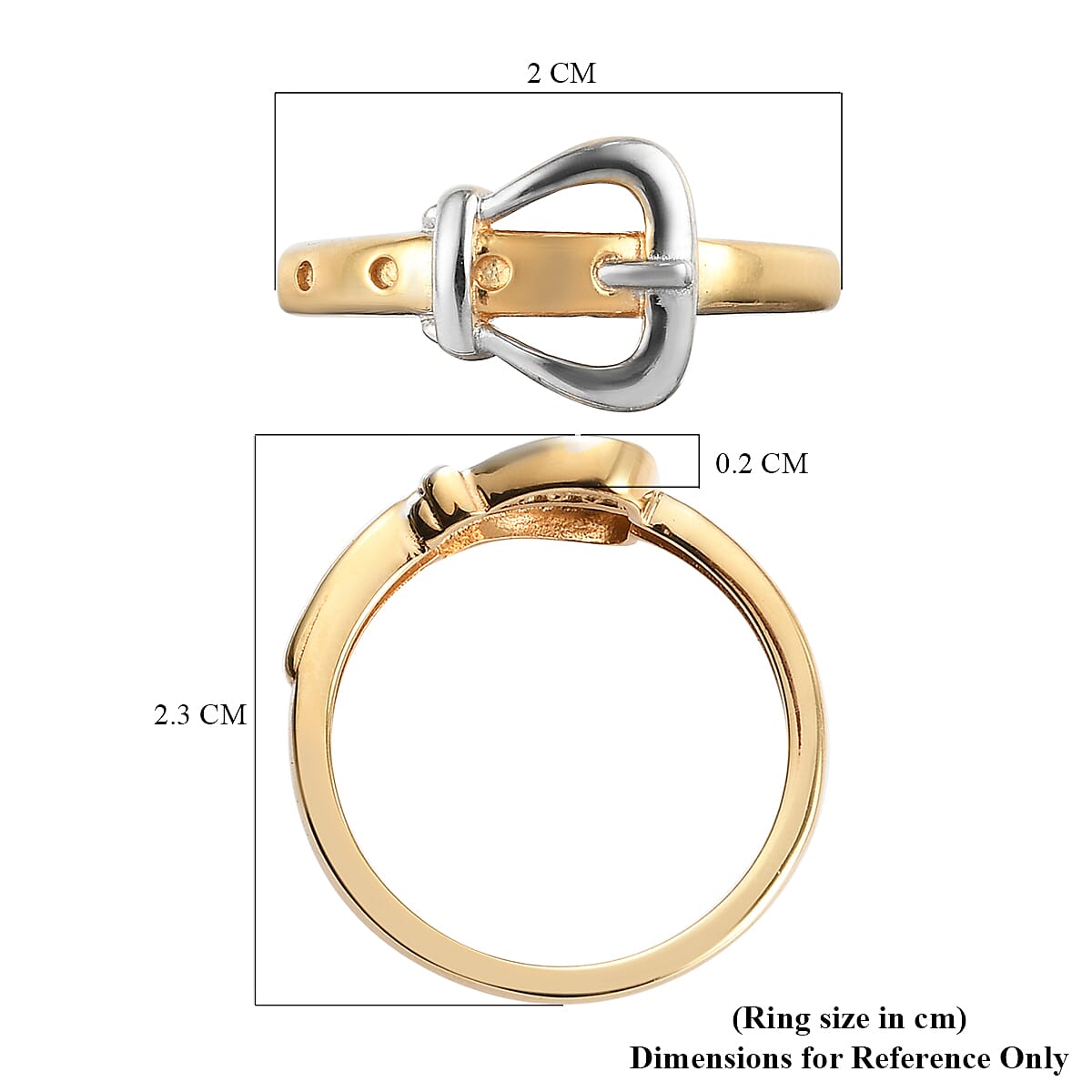 Platinum and Gold Overlay Sterling Silver Buckle Ring