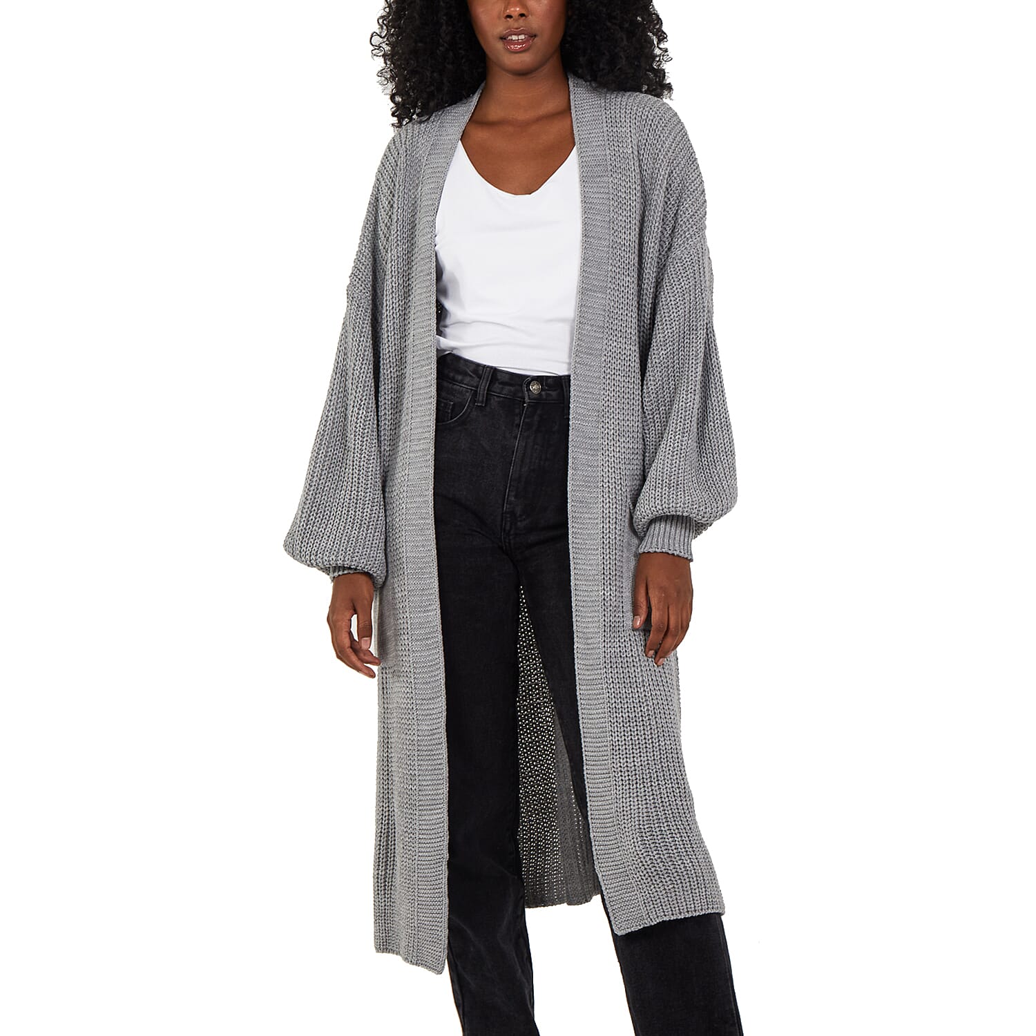 Nova Of London Edge To Edge Knitted Long Cardigan (Size 62x100 Cm) - Light Grey