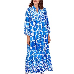 Nova of London Women Giraffe Pattern Maxi Smock Dress (One Size)  - Royal Blue