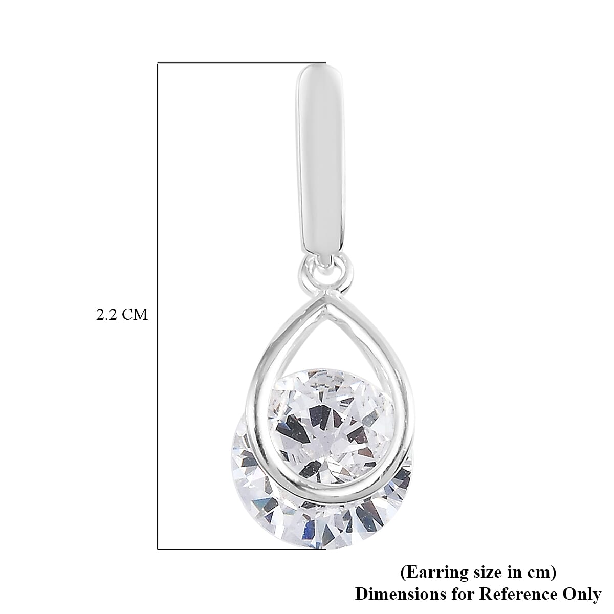 Simulated Diamond Dangling Earrings (with Push Back) in Sterling Silver