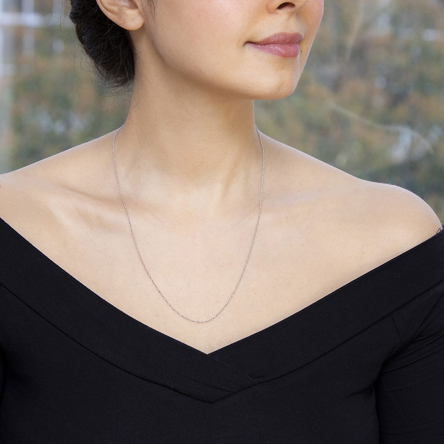 9K White Gold  Chain (Size - 20),  Gold Wt. 0.97 Gms