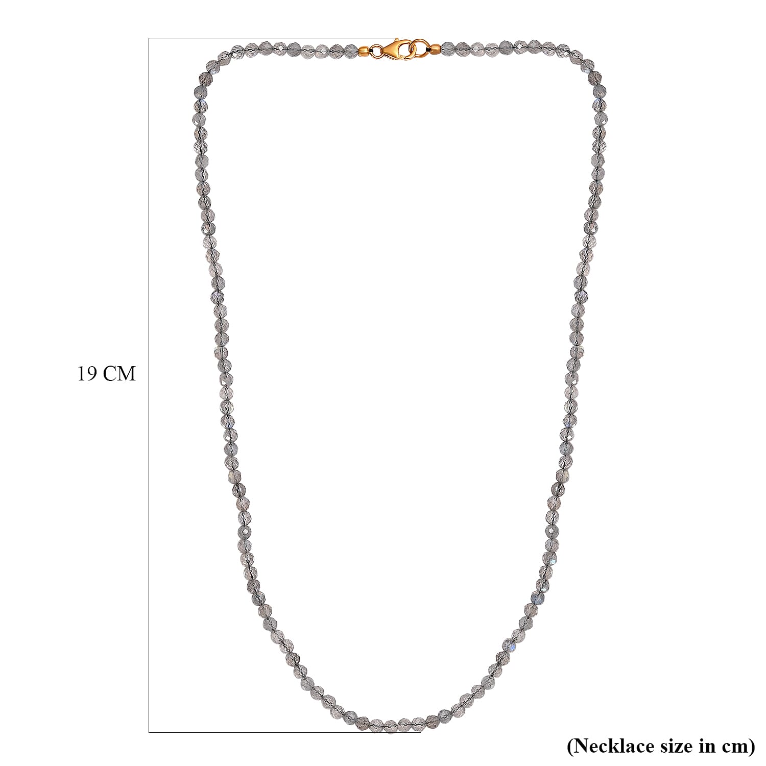 One Time Deal - Labradorite Beads Necklace (Size - 20) in 18K Yellow Gold Vermeil Plated Sterling Silver 51.17 Ct.