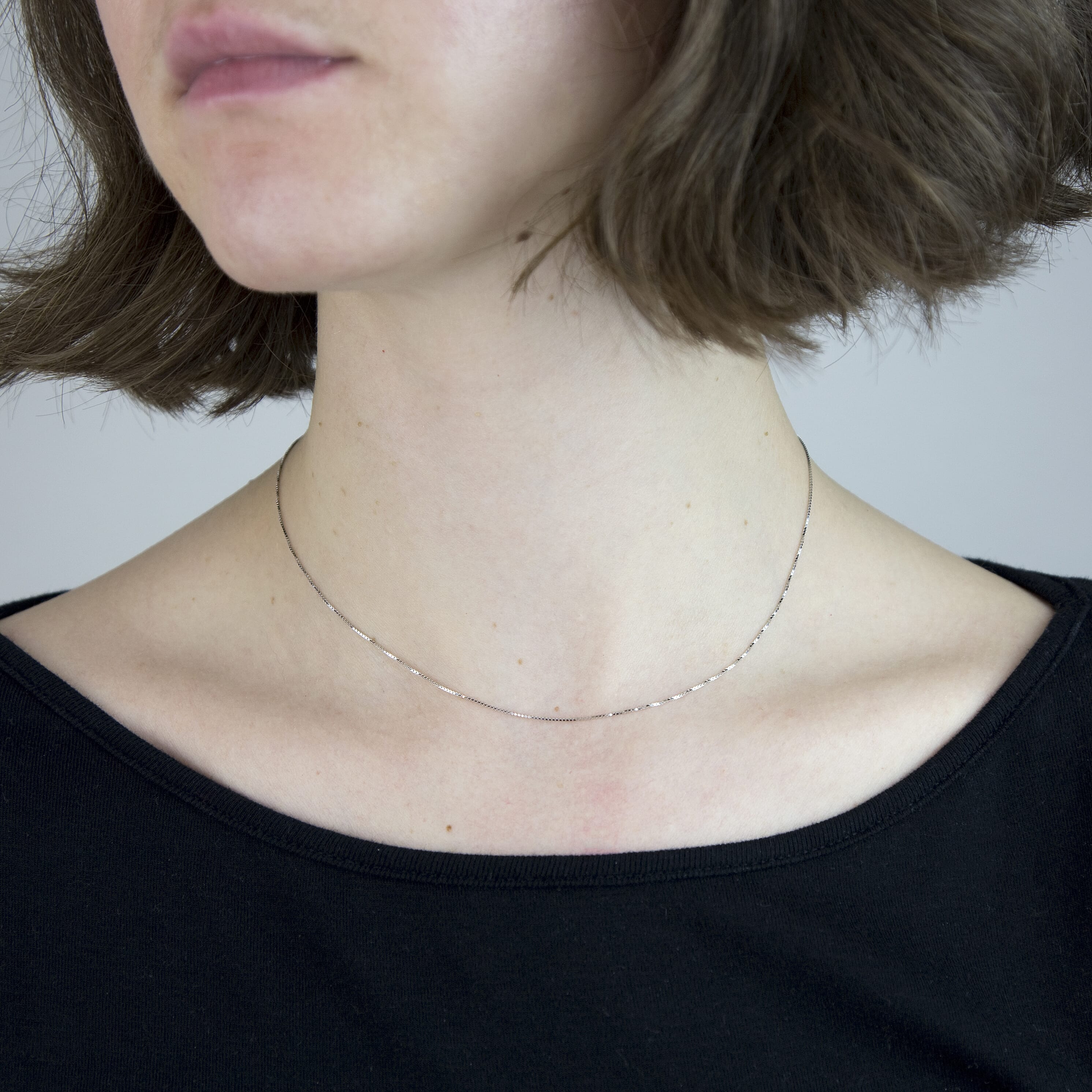 9K White Gold  Chain (Size - 16),  Gold Wt. 1.2 Gms