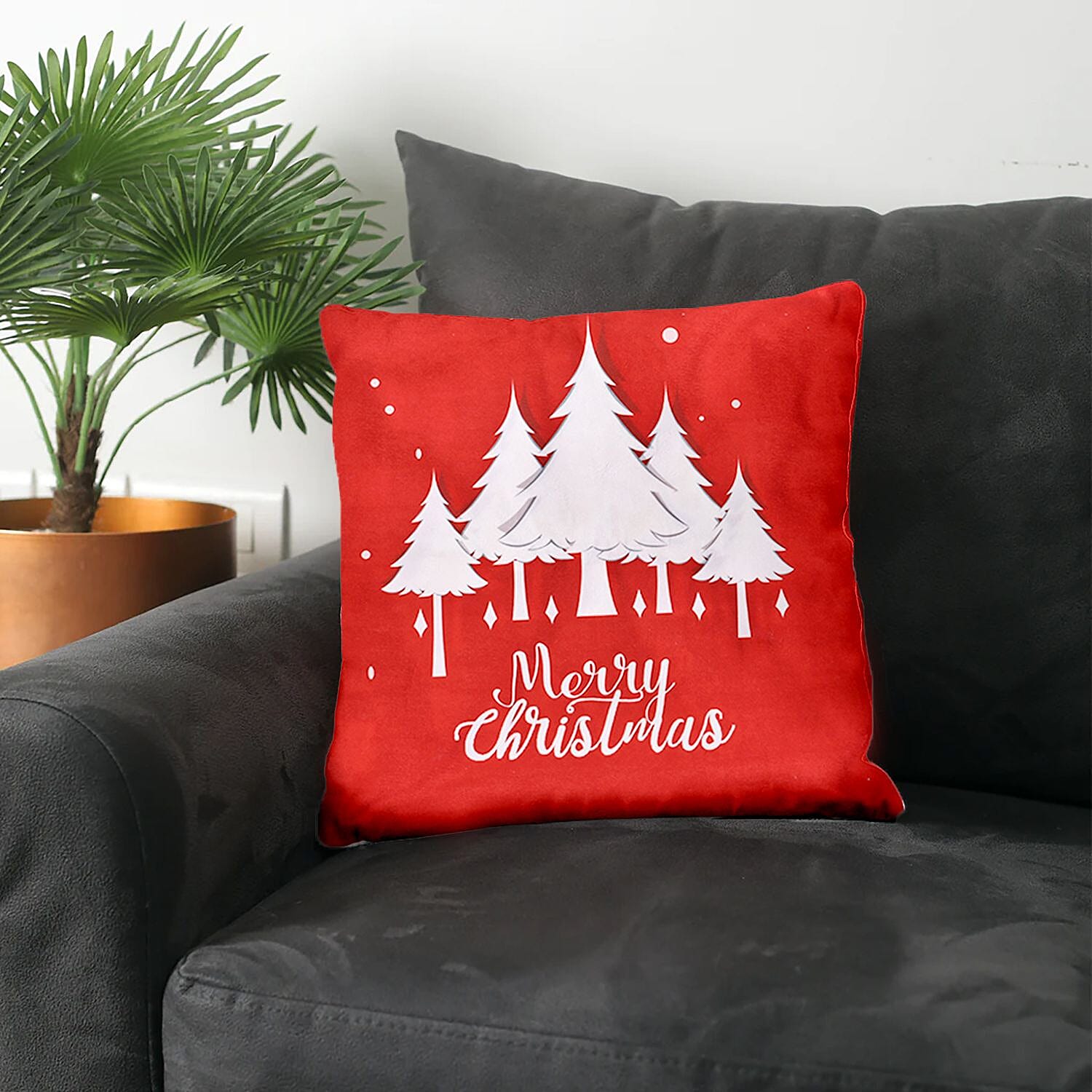 Set of 4 Christmas Cushion Covers (Size-45x45cm) - Trees