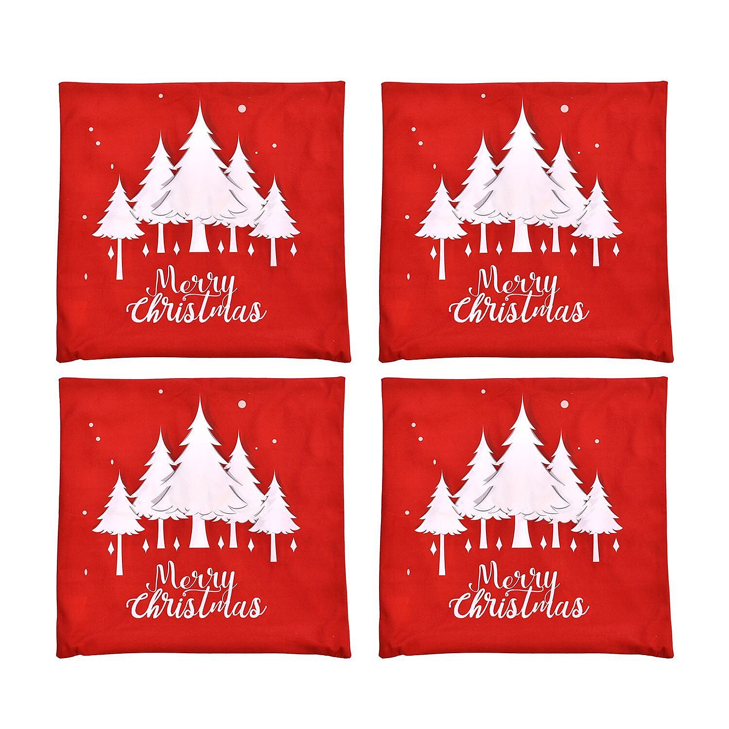Set of 4 Christmas Cushion Covers (Size-45x45cm) - Trees