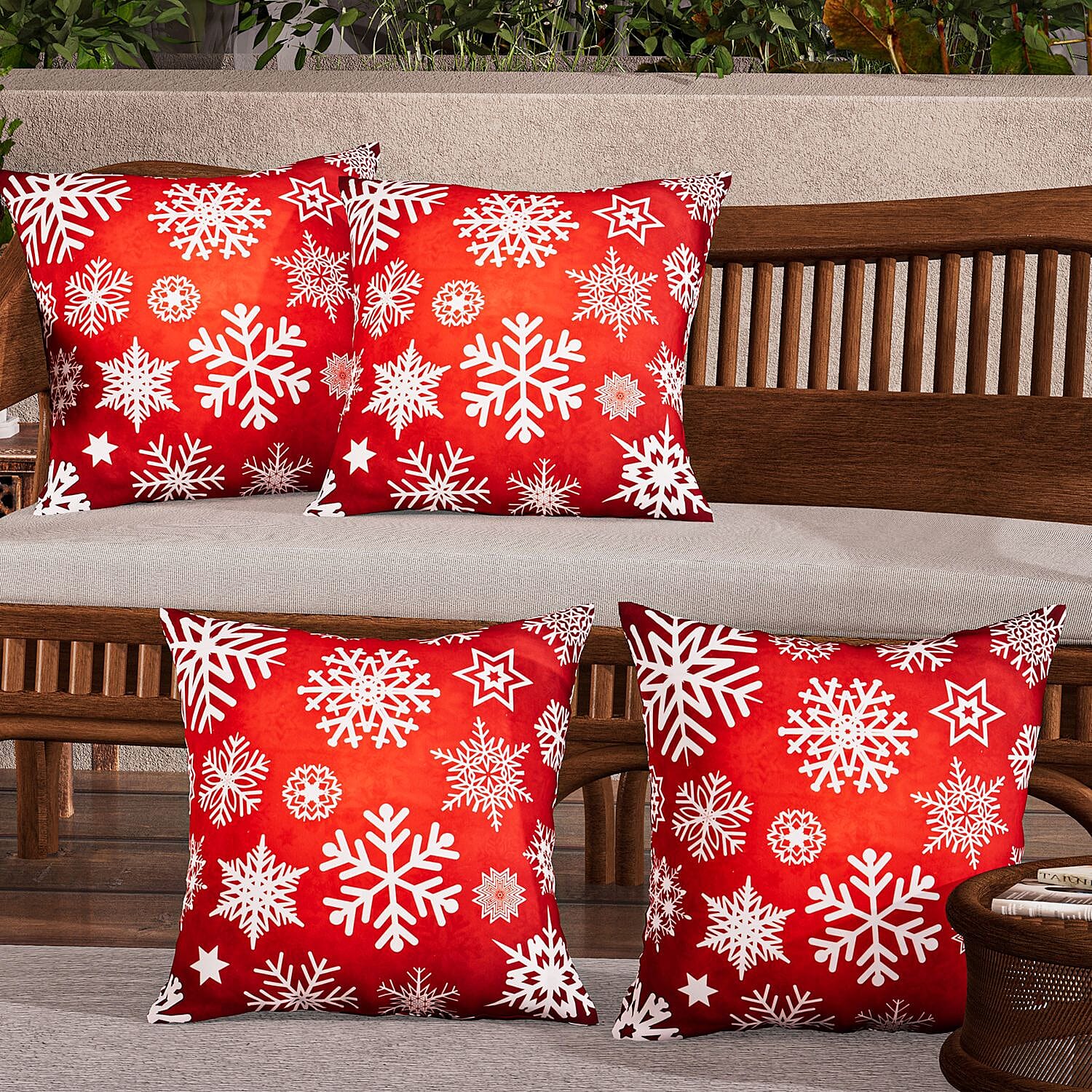 Polyester Christmas Tree Cushion Cover - Burgundy