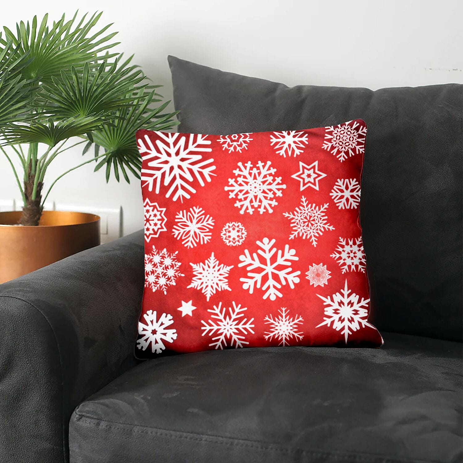 Polyester Christmas Tree Cushion Cover - Burgundy