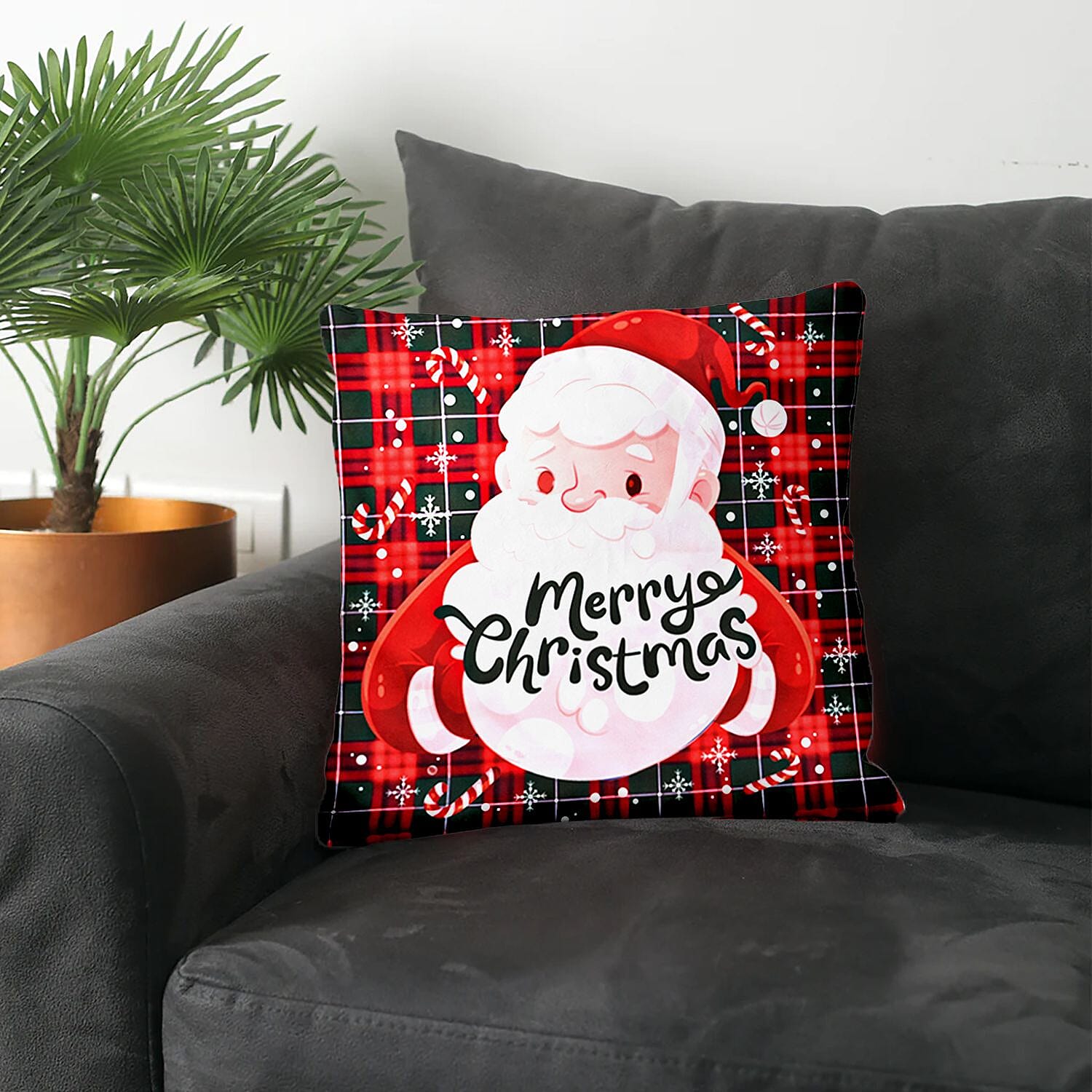Set of 4 Christmas cushion cover with Santa Claus pattern