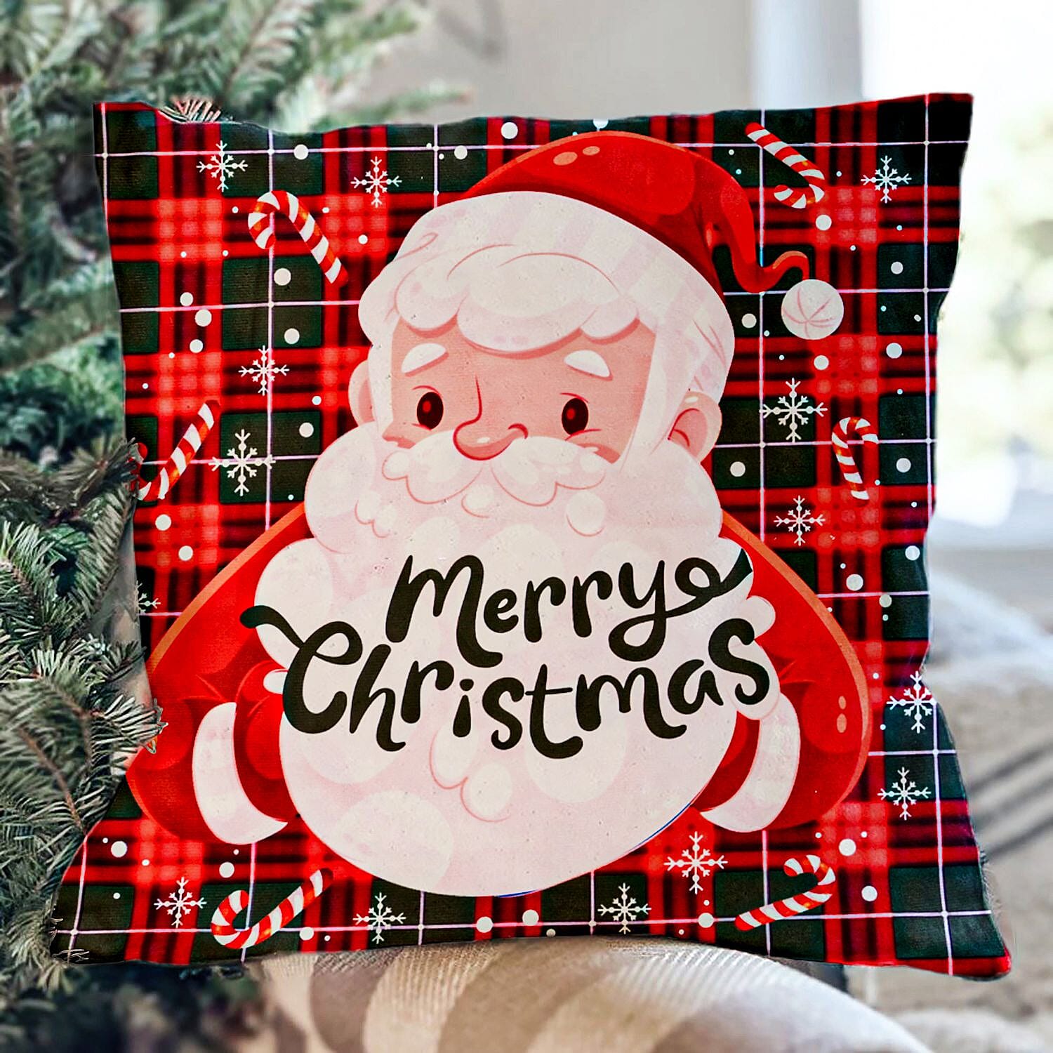 Set of 4 Christmas cushion cover with Santa Claus pattern