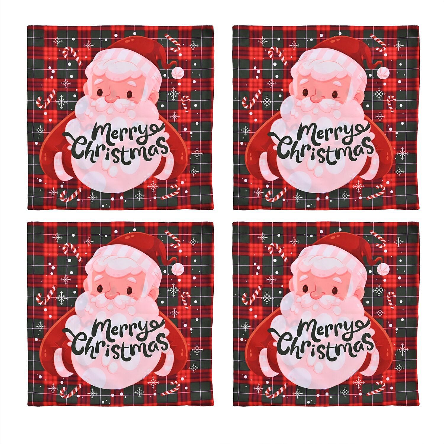 Set of 4 Christmas cushion cover with Santa Claus pattern
