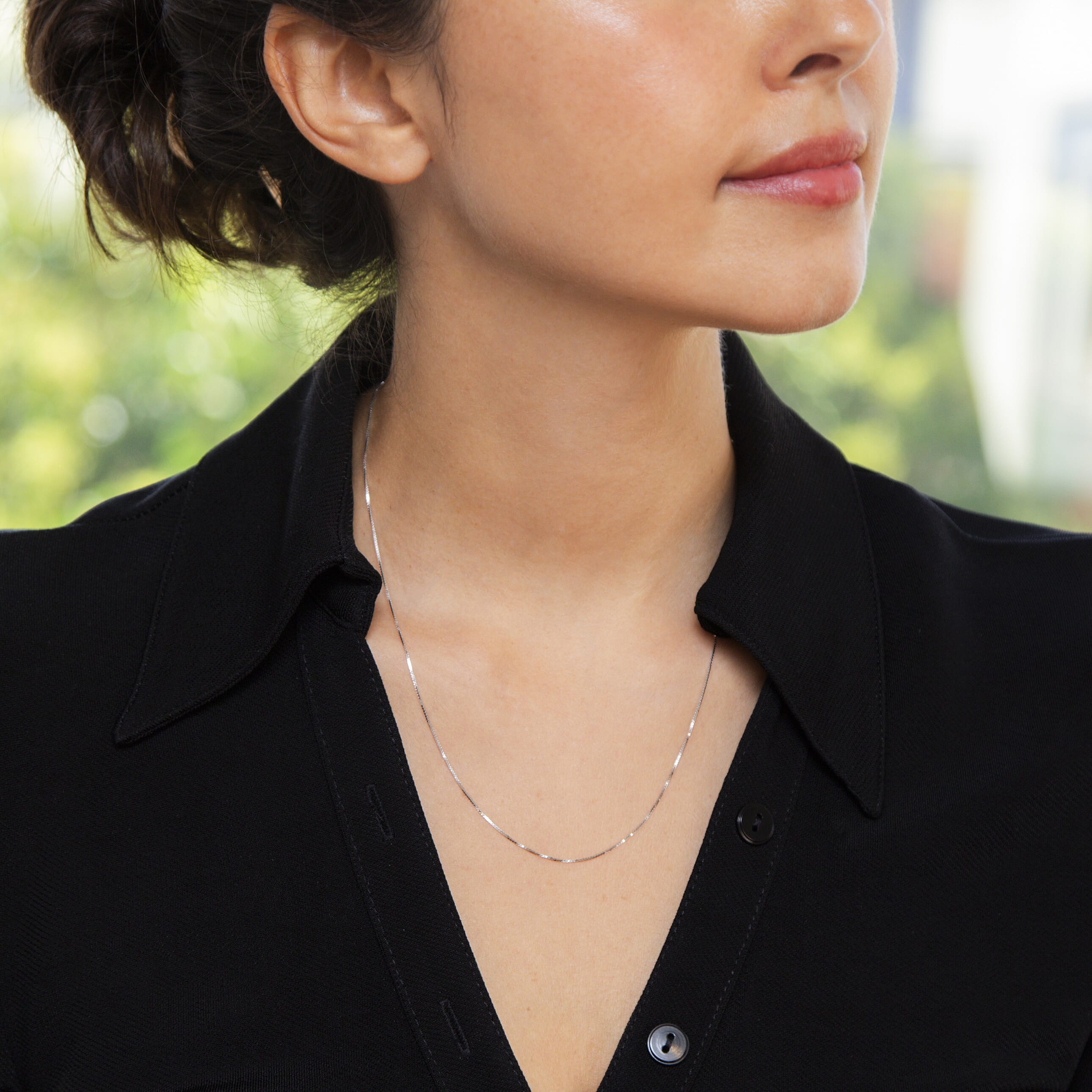 9K White Gold  Chain (Size - 18),  Gold Wt. 1.3 Gms